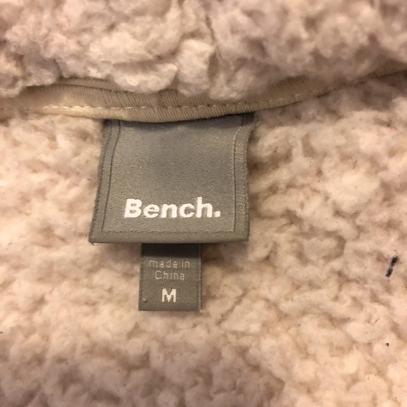 BENCH Fleece, Bomber Style, Hooded Jacket, White / Cream Colour, Size M - Picture 4 of 6